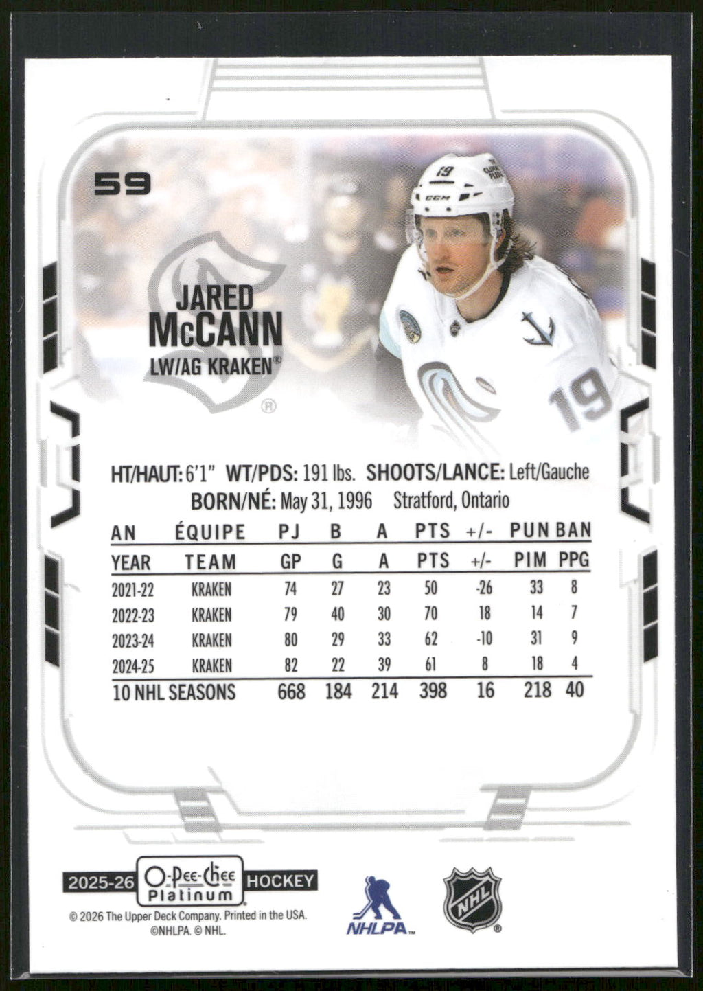2025-26 O-Pee-Chee Platinum #59 Jared McCann