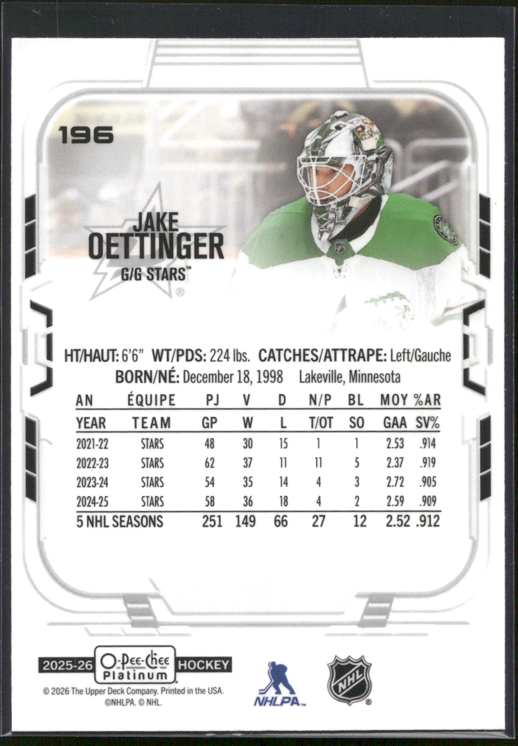2025-26 O-Pee-Chee #227 Jake Oettinger