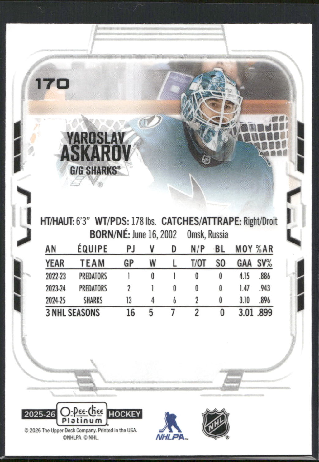 2025-26 O-Pee-Chee #329 Yaroslav Askarov