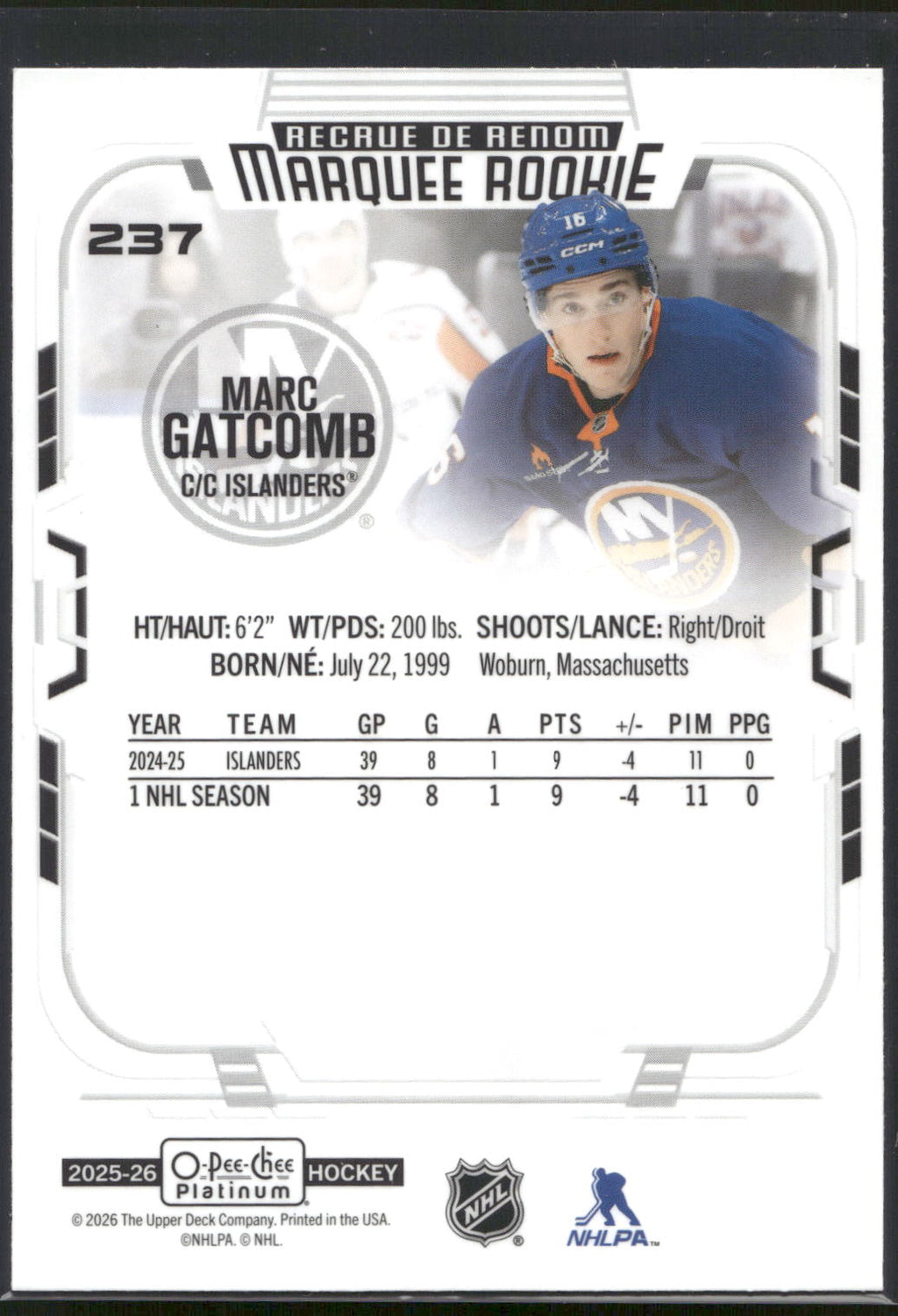 2025-26 O-Pee-Chee Platinum #237 Marc Gatcomb