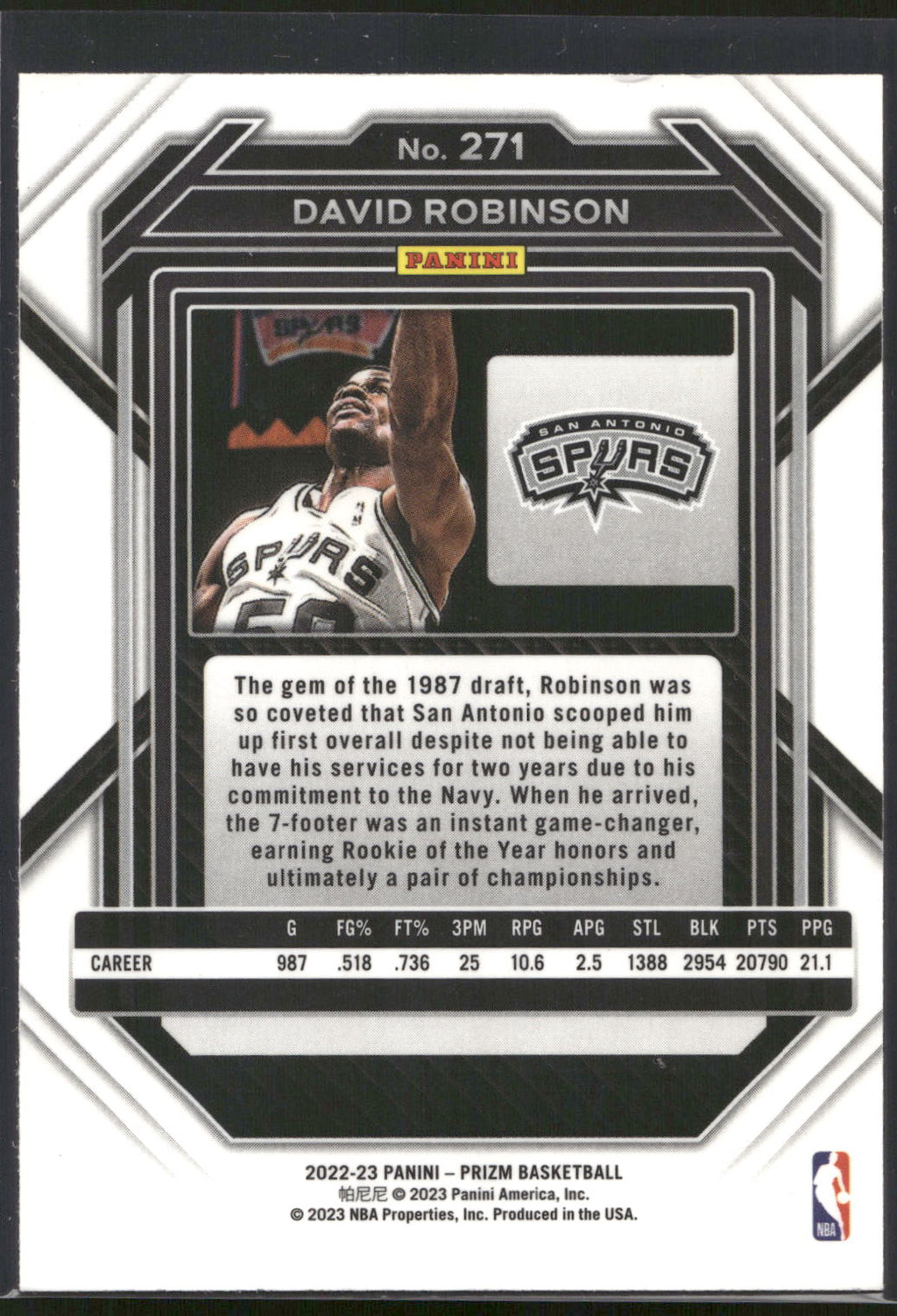 2022-23 Panini Prizm #271 David Robinson