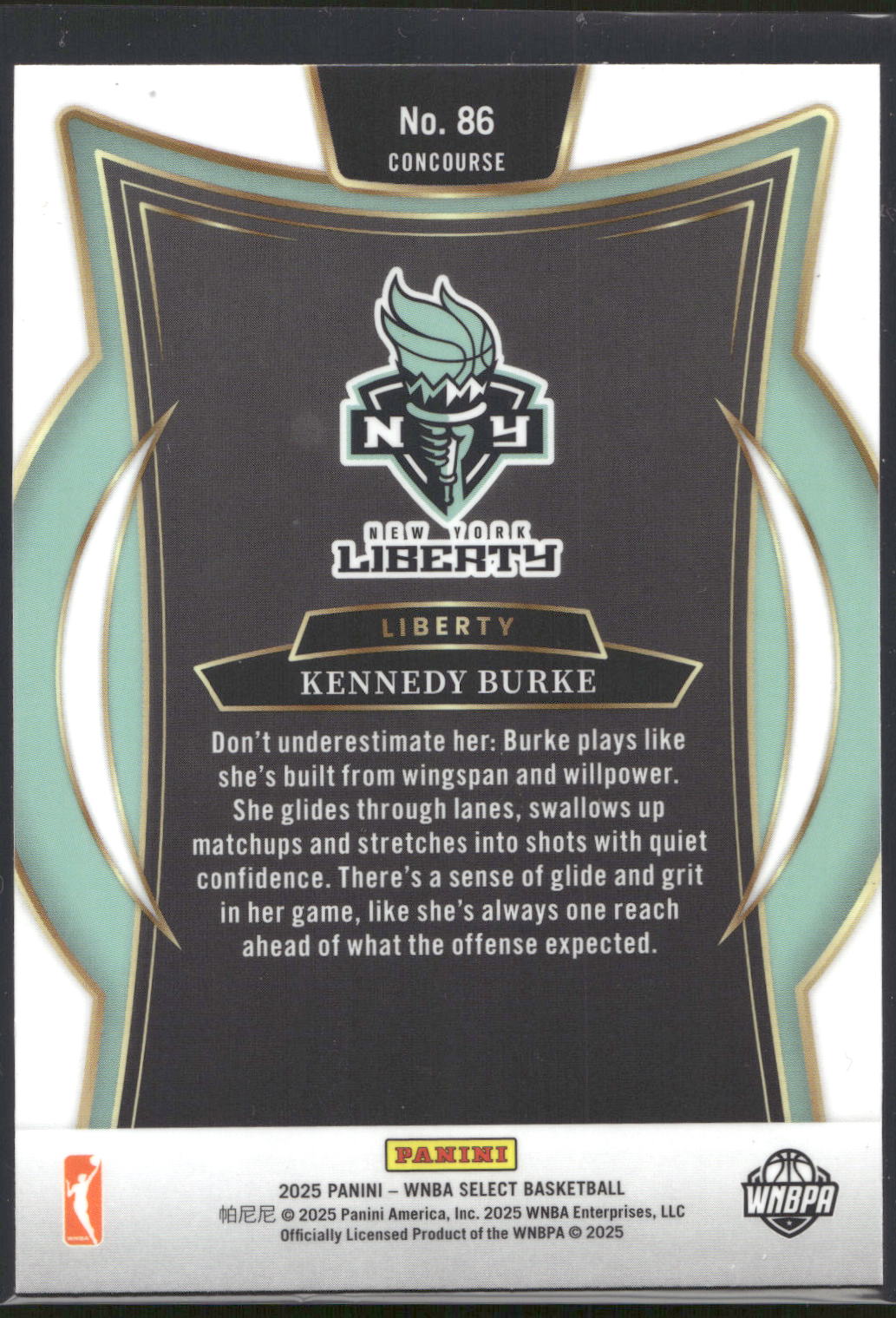 2025 Panini Select WNBA #86 Kennedy Burke