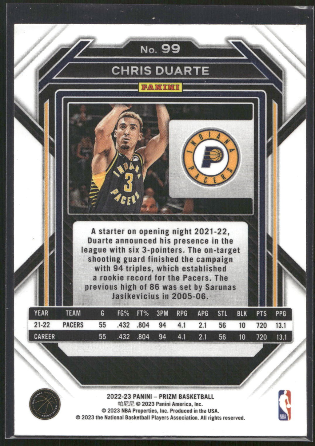 2022-23 Panini Prizm #99 Chris Duarte