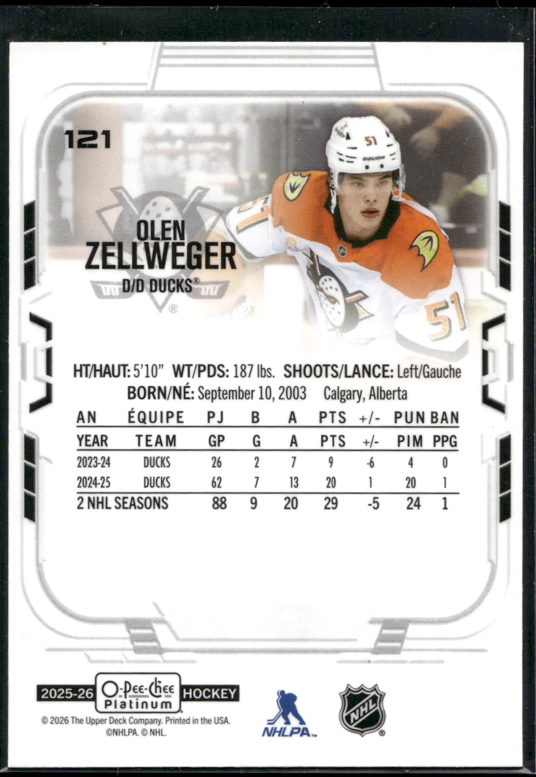 2025-26 O-Pee-Chee Platinum #121 Olen Zellweger