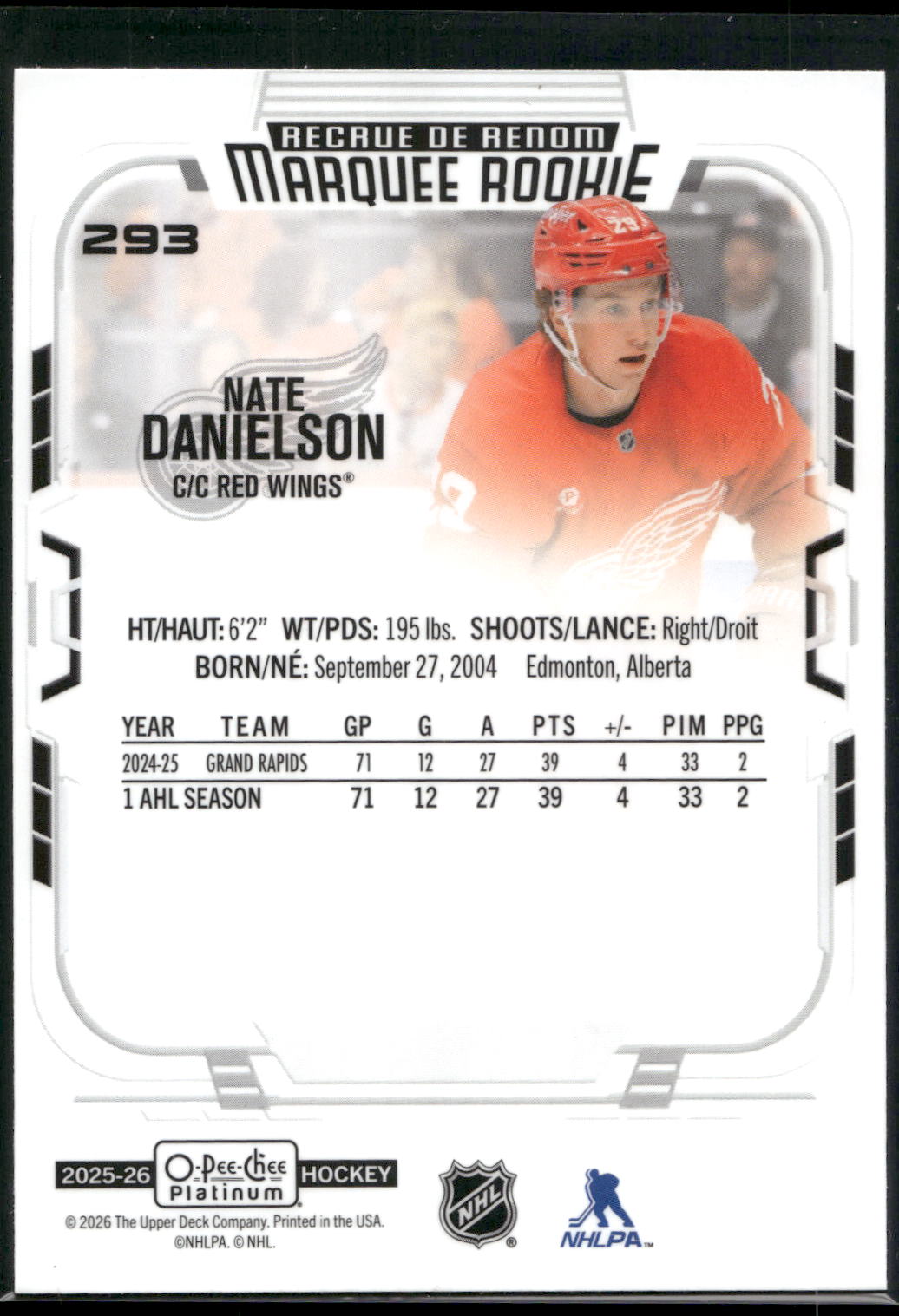 2025-26 O-Pee-Chee Platinum #293 Nate Danielson