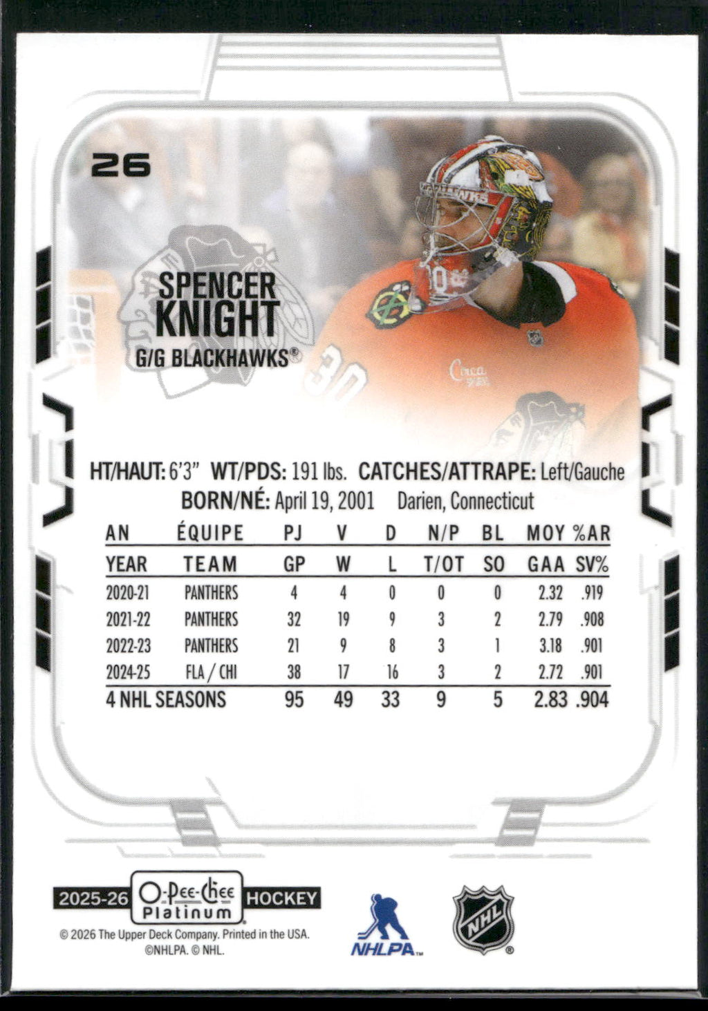 2025-26 O-Pee-Chee Platinum #26 Spencer Knight
