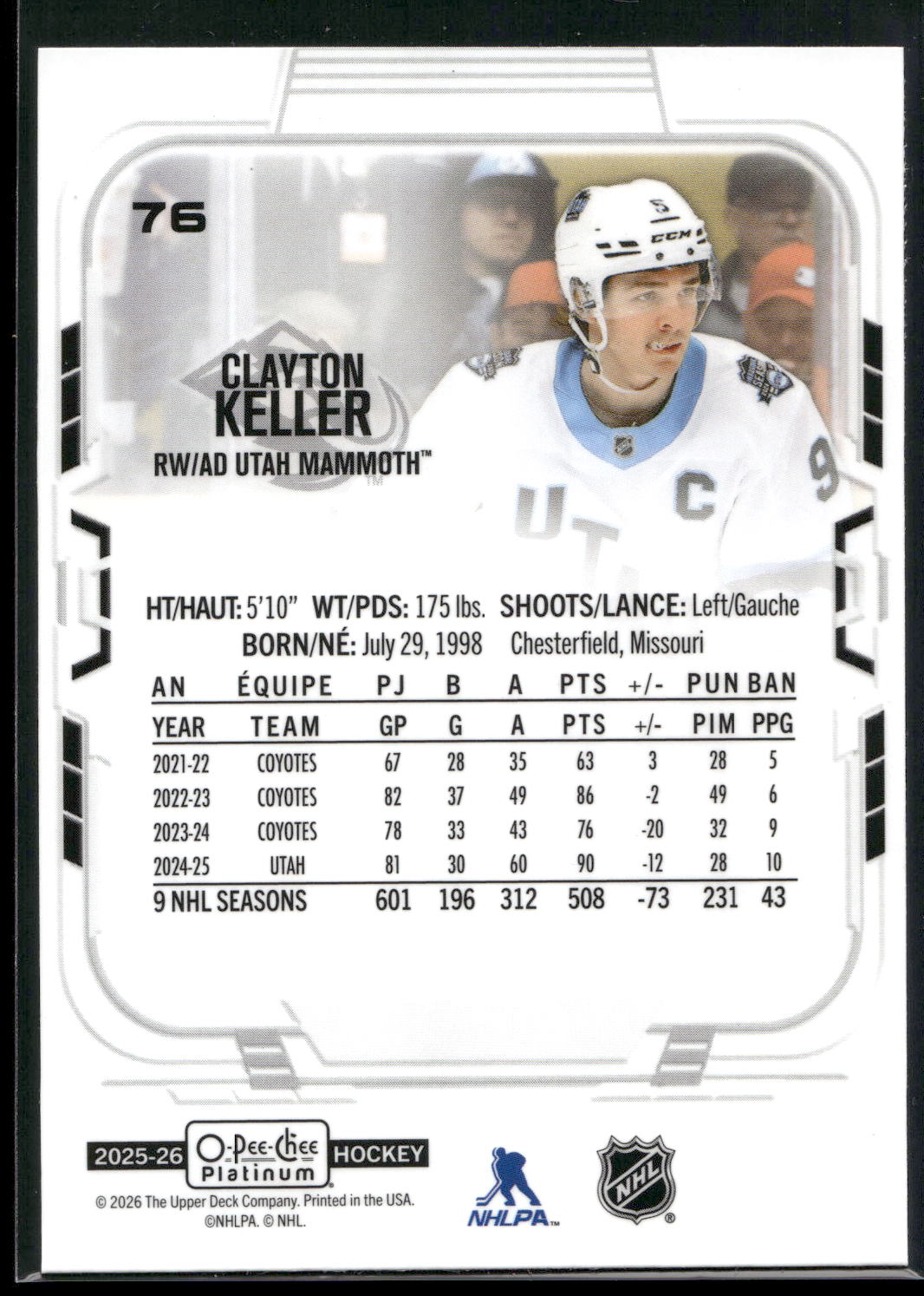 2025-26 O-Pee-Chee Platinum #76 Clayton Keller