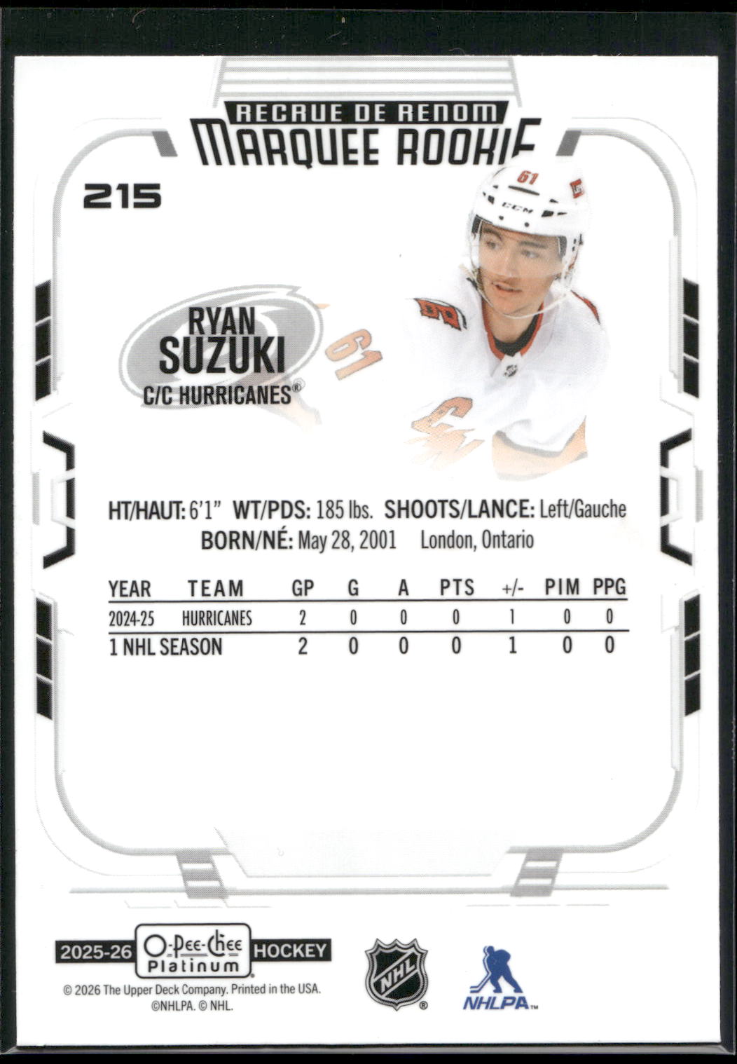 2025-26 O-Pee-Chee Platinum #215 Ryan Suzuki