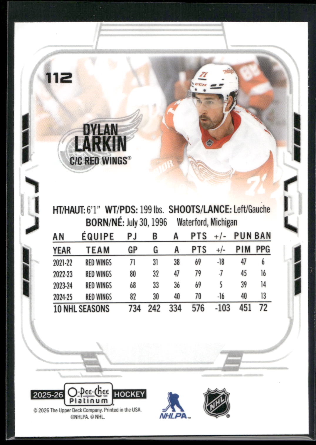 2017-18 O-Pee-Chee Platinum #112 Dylan Larkin