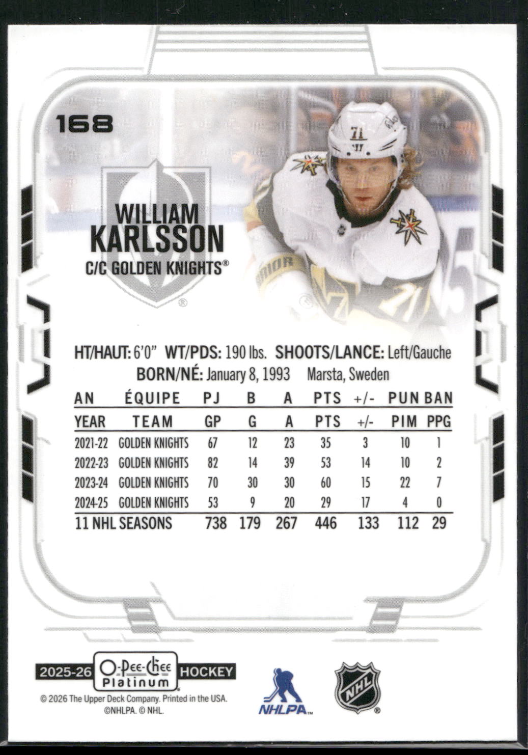2025-26 O-Pee-Chee Platinum #168 William Karlsson