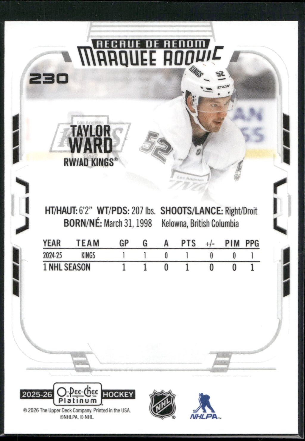 2025-26 O-Pee-Chee Platinum #230 Taylor Ward