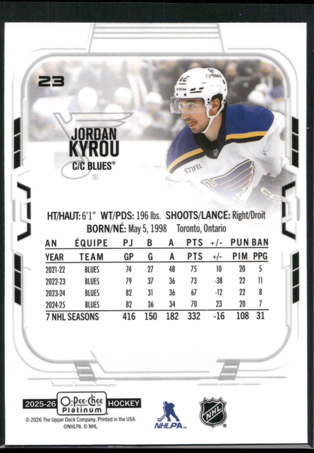 2025-26 O-Pee-Chee Platinum #23 Jordan Kyrou