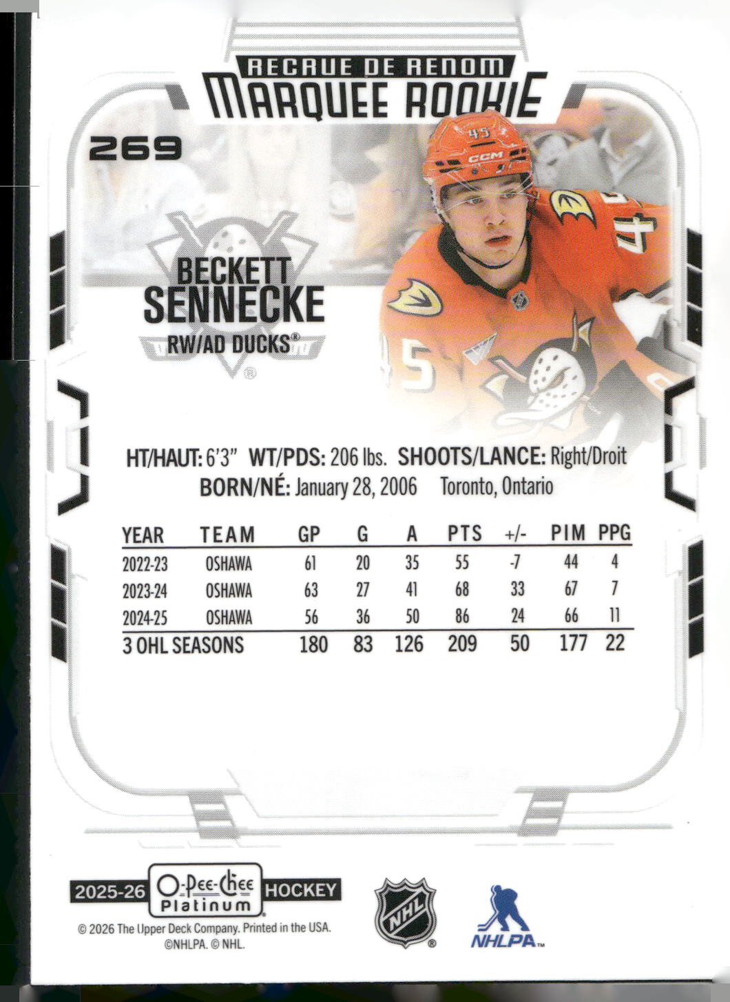 2025-26 O-Pee-Chee Platinum #269 Beckett Sennecke