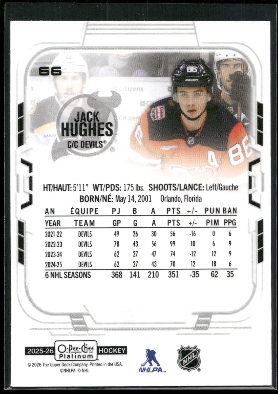 2025-26 O-Pee-Chee Platinum #66 Jack Hughes