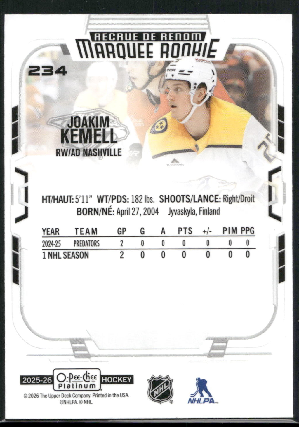 2025-26 O-Pee-Chee Platinum #234 Joakim Kemell