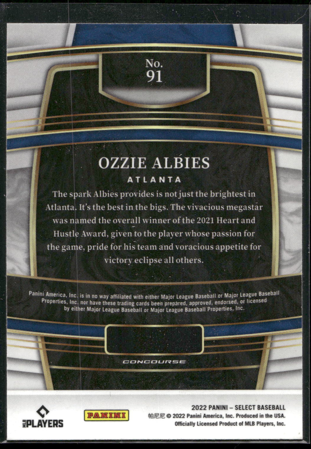 2022 Panini Select #91 Ozzie Albies