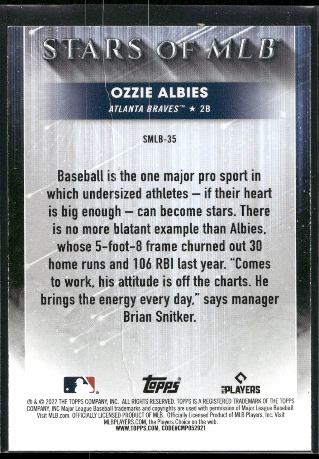 2022 Topps #SMLB-35 Ozzie Albies Stars of MLB