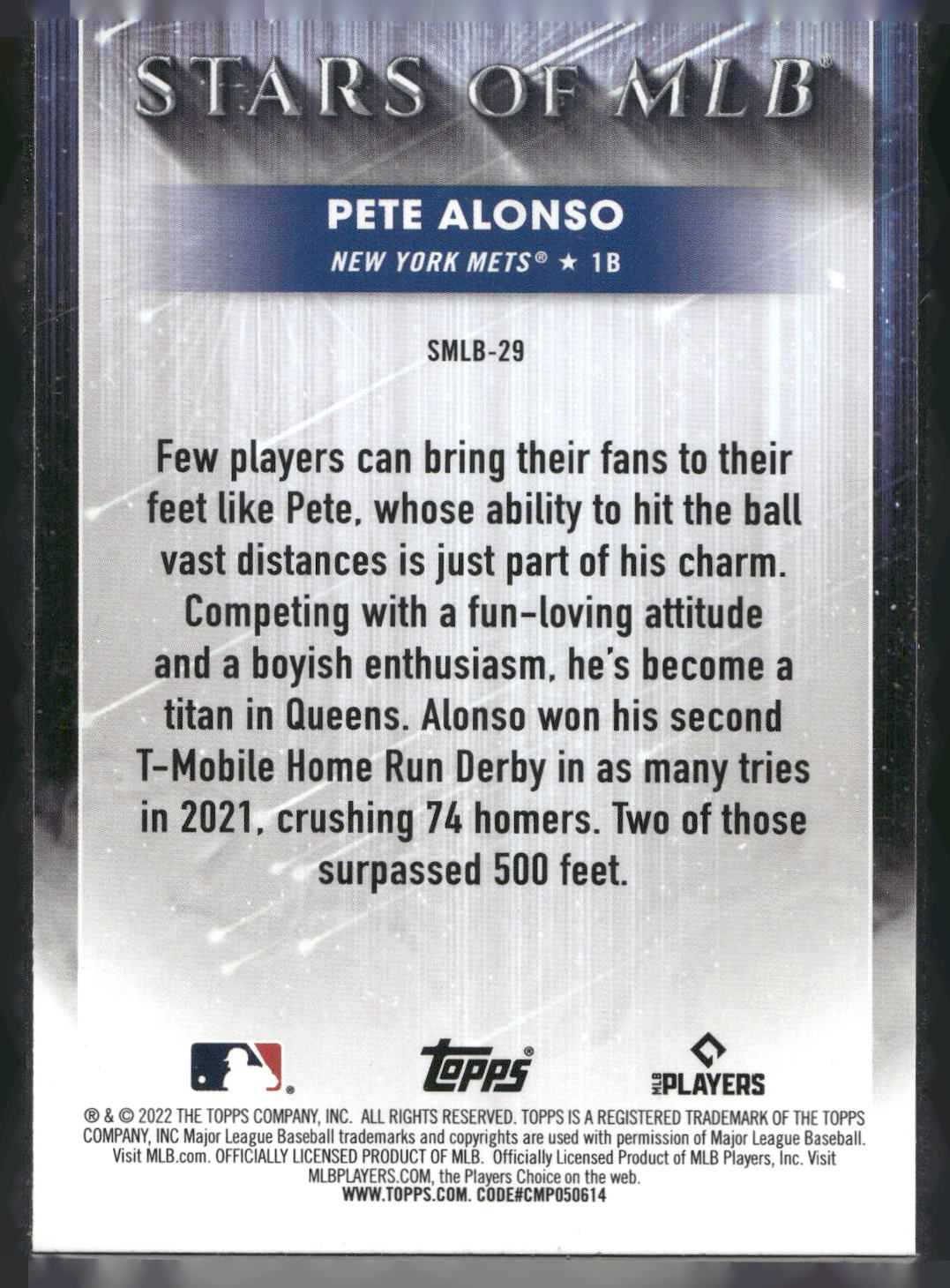 2022 Topps #SMLB-29 Pete Alonso Stars of MLB