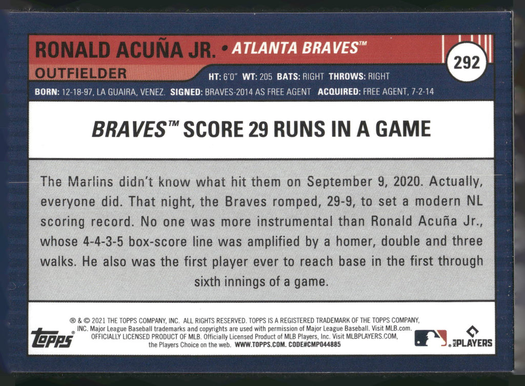 2021 Topps Big League #292 Ronald Acuña Jr.