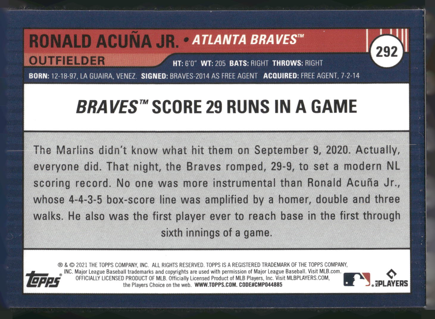 2021 Topps Big League #292 Ronald Acuña Jr.