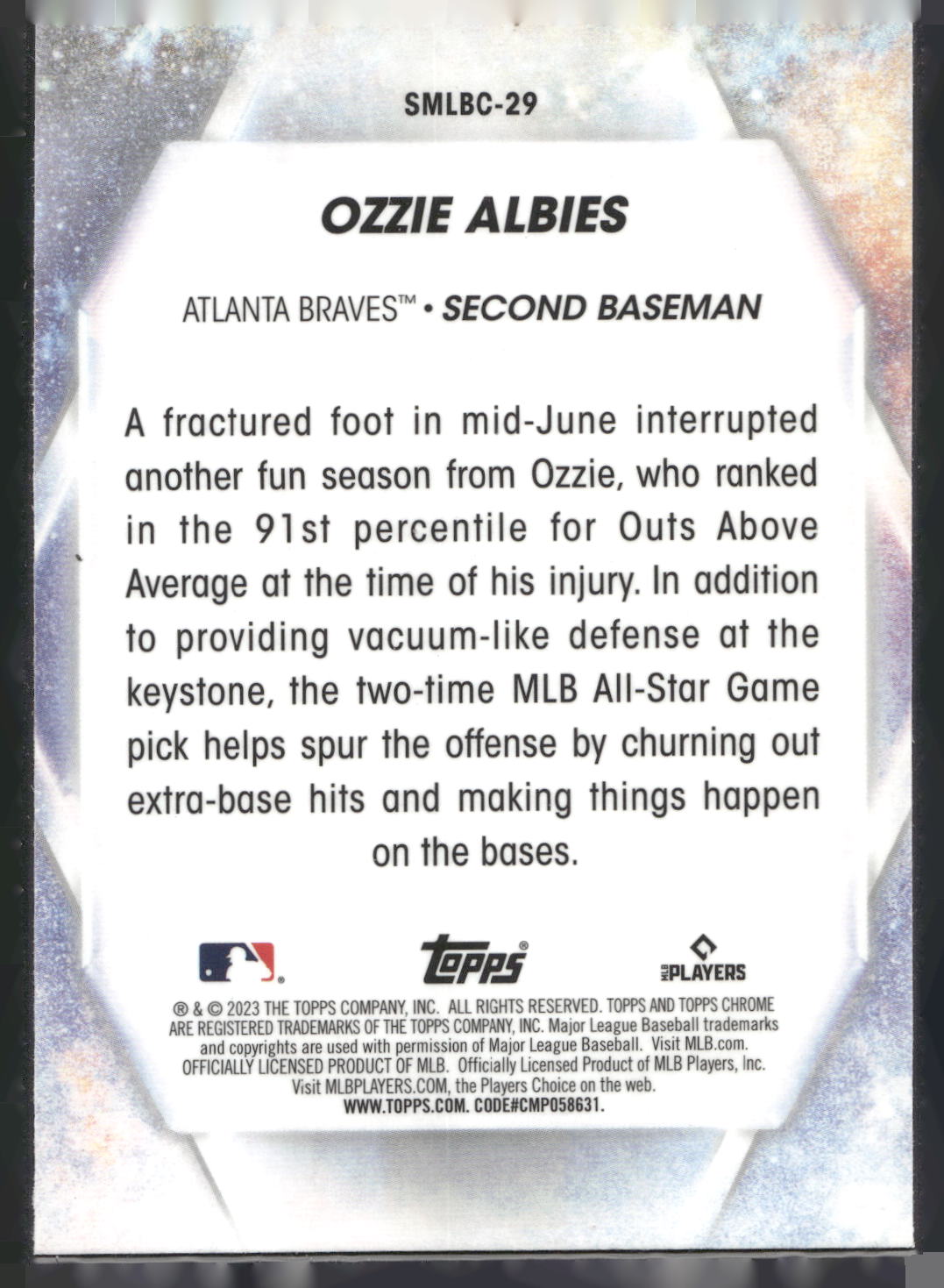 2023 Topps #SMLBC-29 Ozzie Albies Stars of MLB Chrome