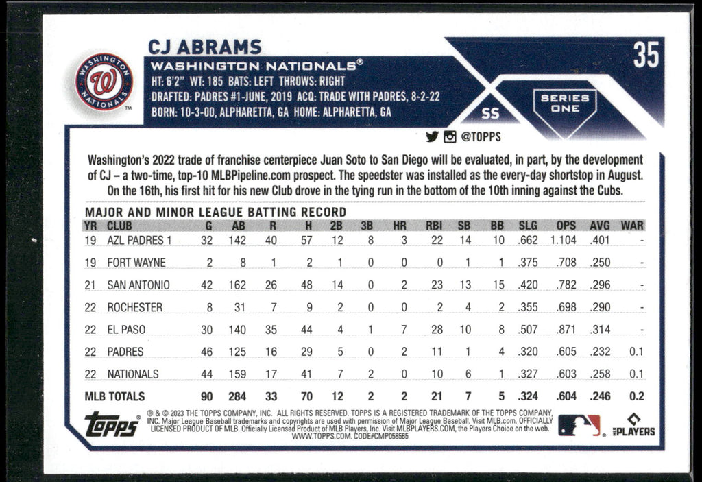 2023 Topps #35 CJ Abrams