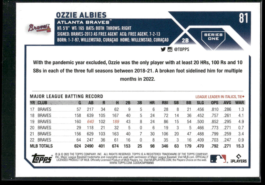 2023 Topps #81 Ozzie Albies