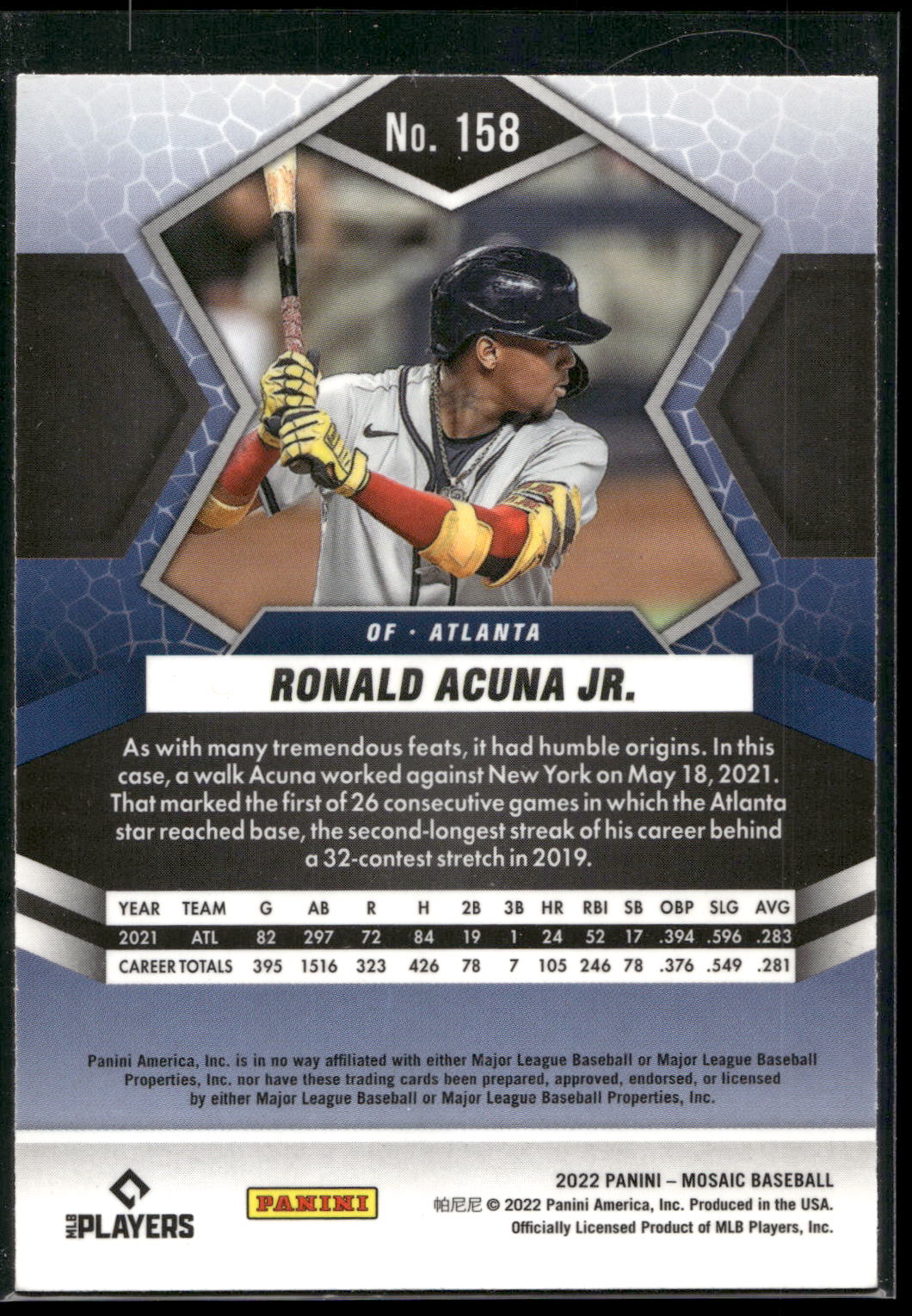 2022 Panini Mosaic #158 Ronald Acuna Jr.