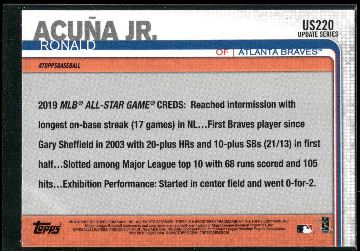 2019 Topps Update #US220 Ronald Acuña Jr.