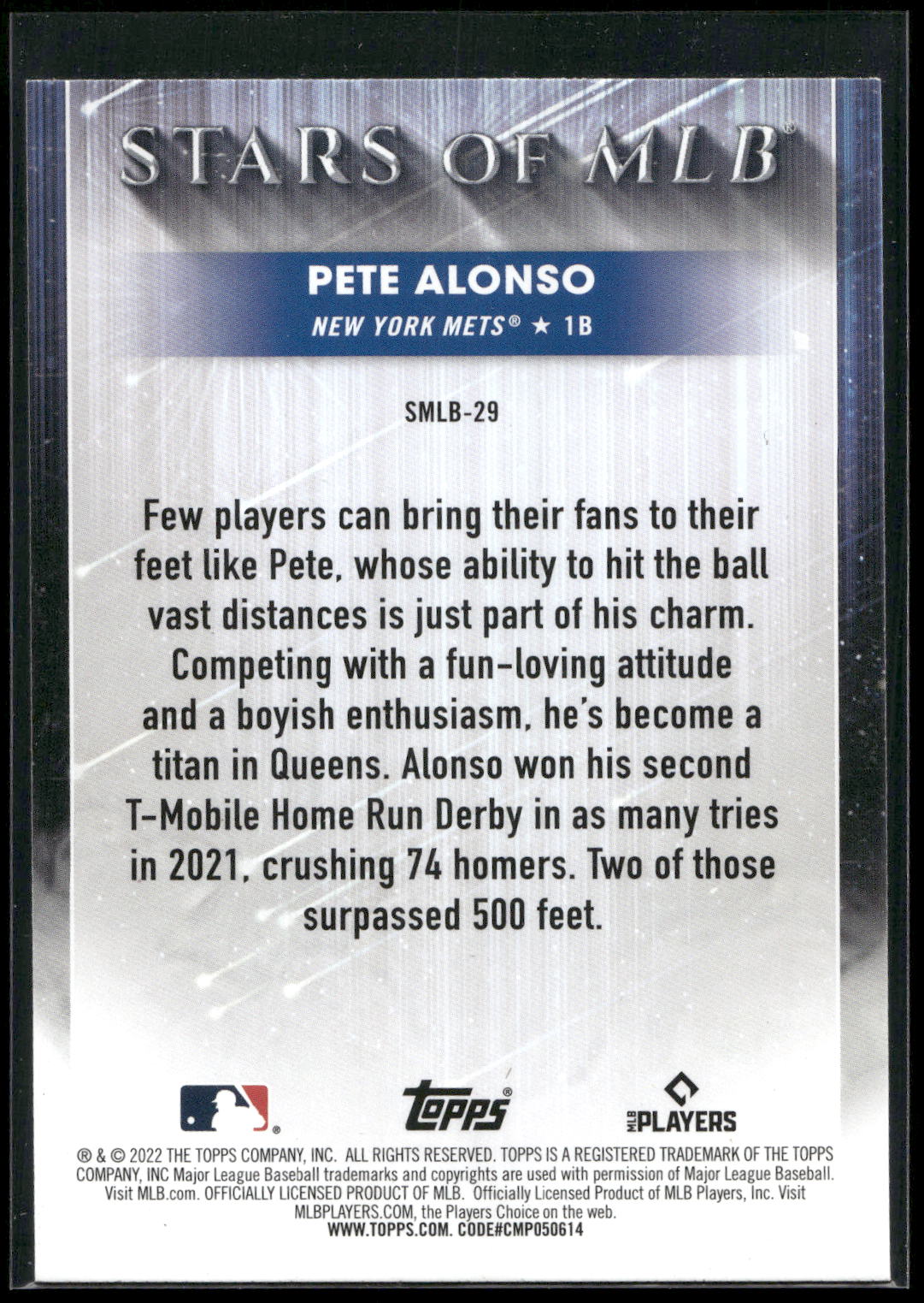 2022 Topps #SMLB-29 Pete Alonso Stars of MLB