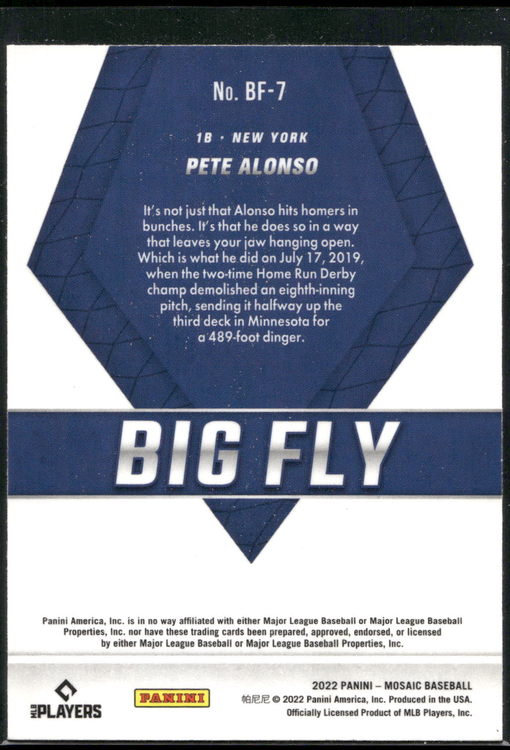 2022 Panini Mosaic #BF-7 Pete Alonso Big Fly