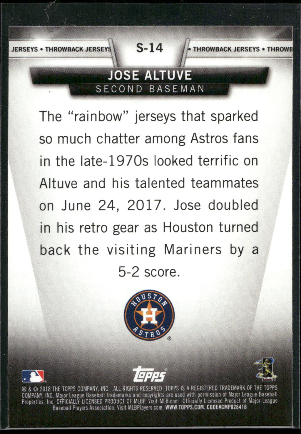 2018 Topps #S-14 Jose Altuve Topps Salute (Series Two)