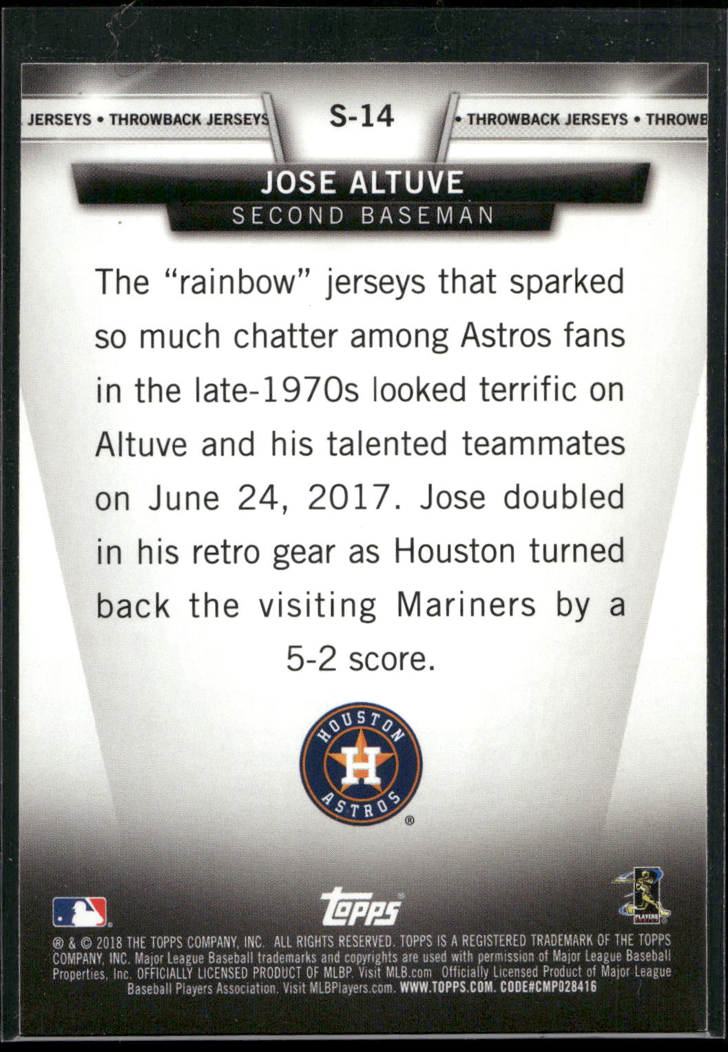 2018 Topps #S-14 Jose Altuve Topps Salute (Series Two)