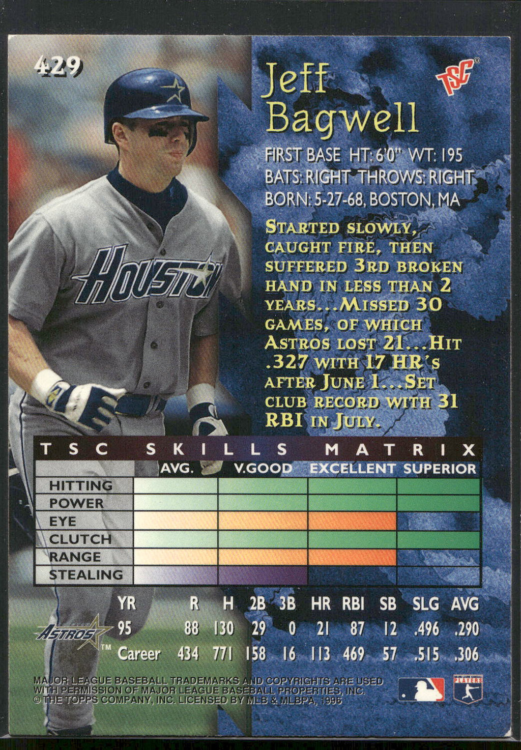 1996 Stadium Club #429 Jeff Bagwell