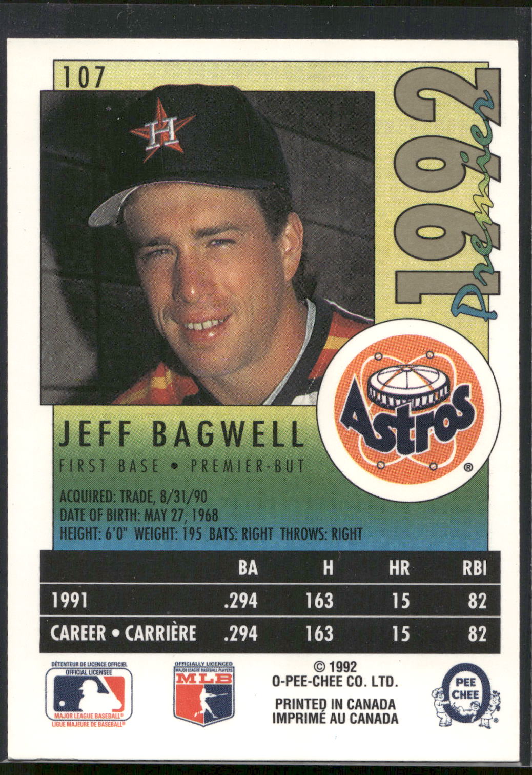 1992 O-Pee-Chee Premier #107 Jeff Bagwell