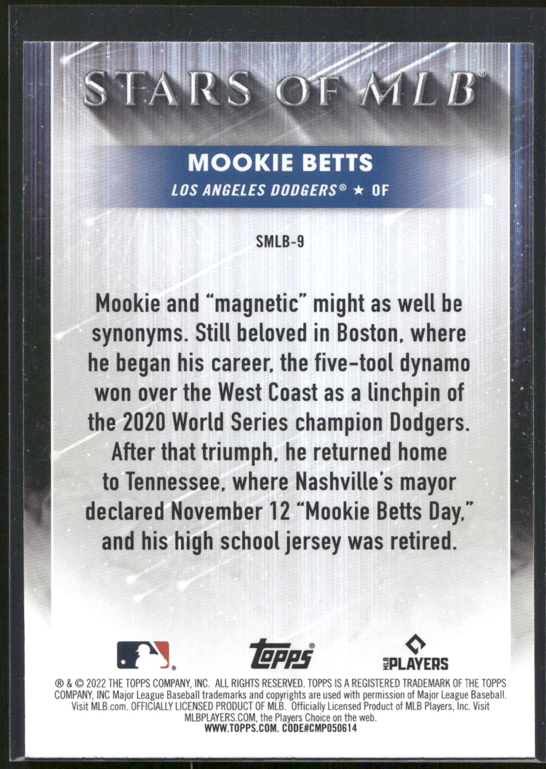 2022 Topps #SMLB-9 Mookie Betts Stars of MLB