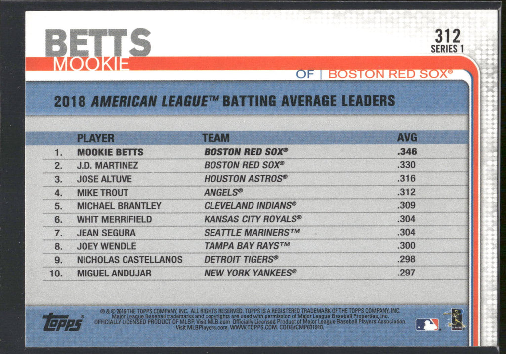 2019 Topps #312 Mookie Betts
