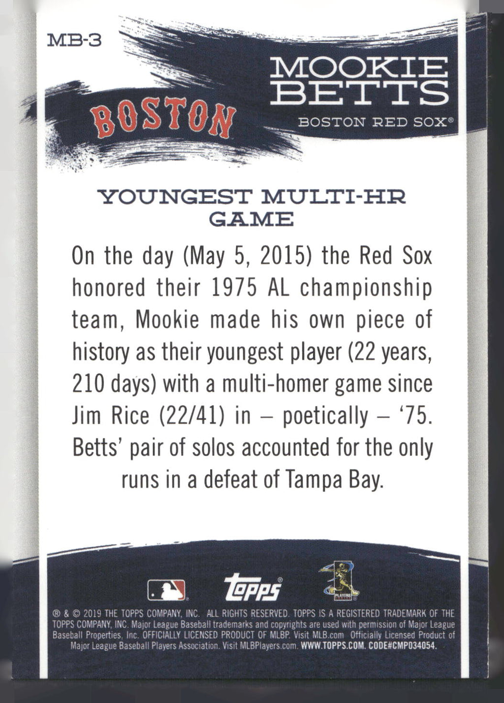 2019 Topps #MB-3 Mookie Betts Mookie Betts Star Player Highlights