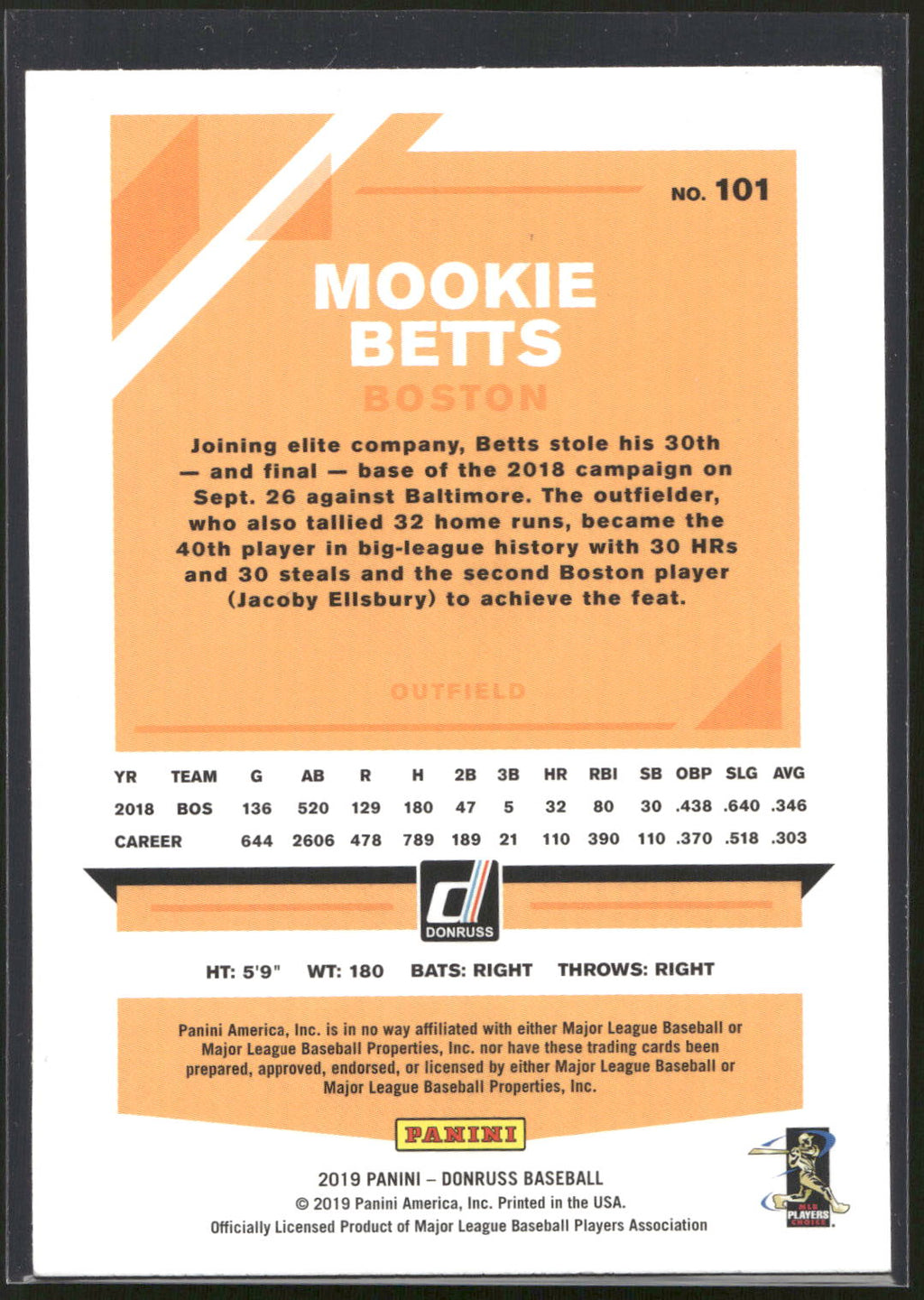 2019 Donruss #101b Mookie Betts
