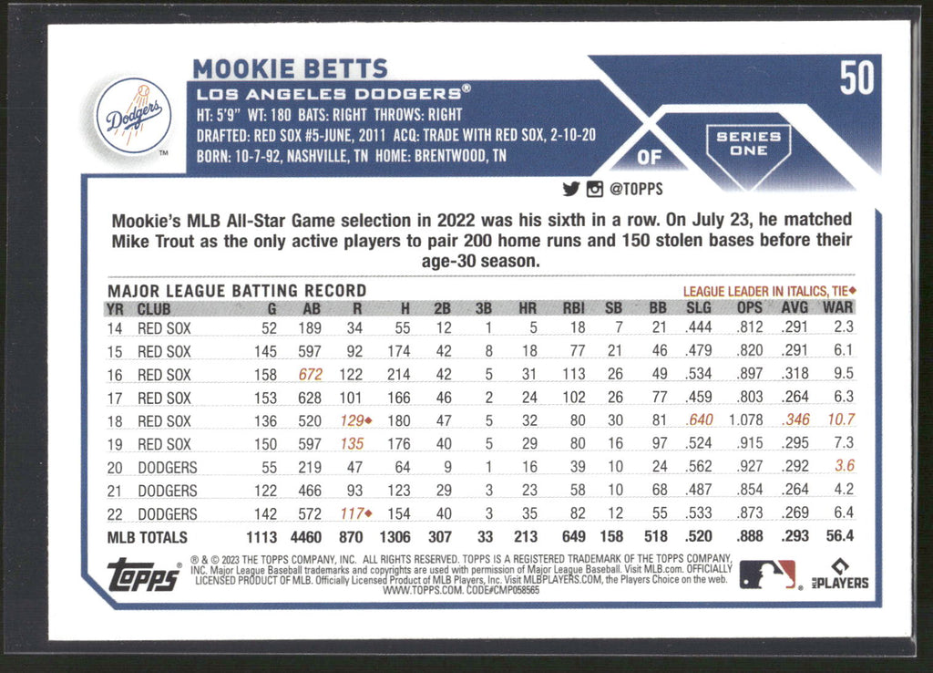 2023 Topps #50 Mookie Betts