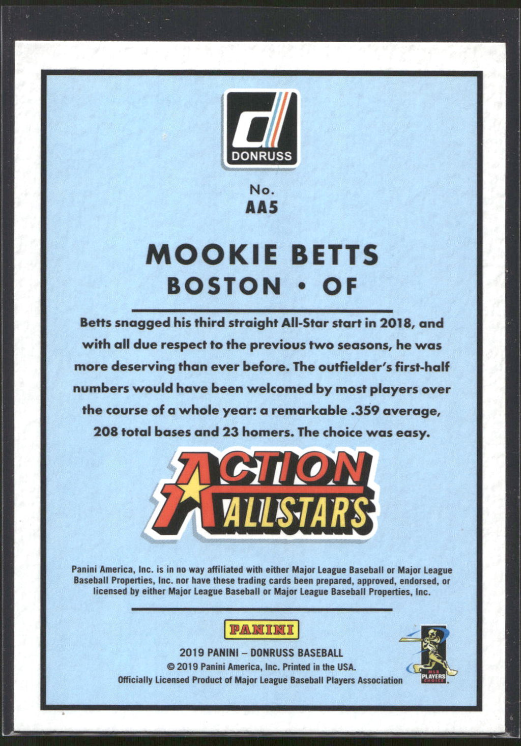 2019 Donruss #AA5 Mookie Betts Action All-Stars Pink Fireworks