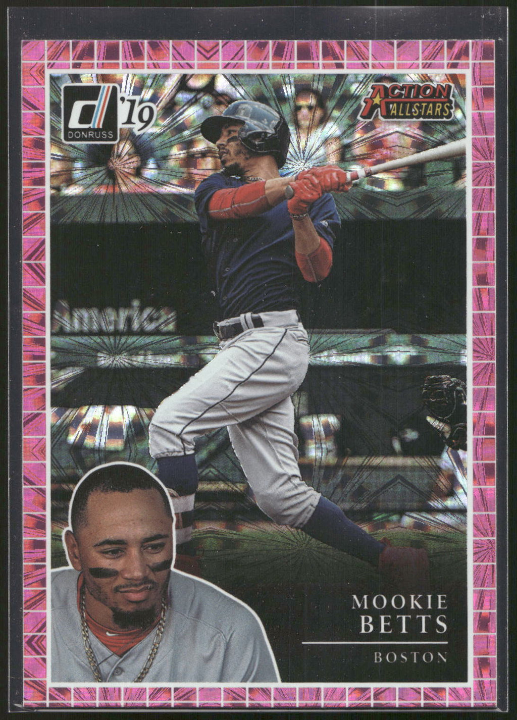 2019 Donruss #AA5 Mookie Betts Action All-Stars Pink Fireworks