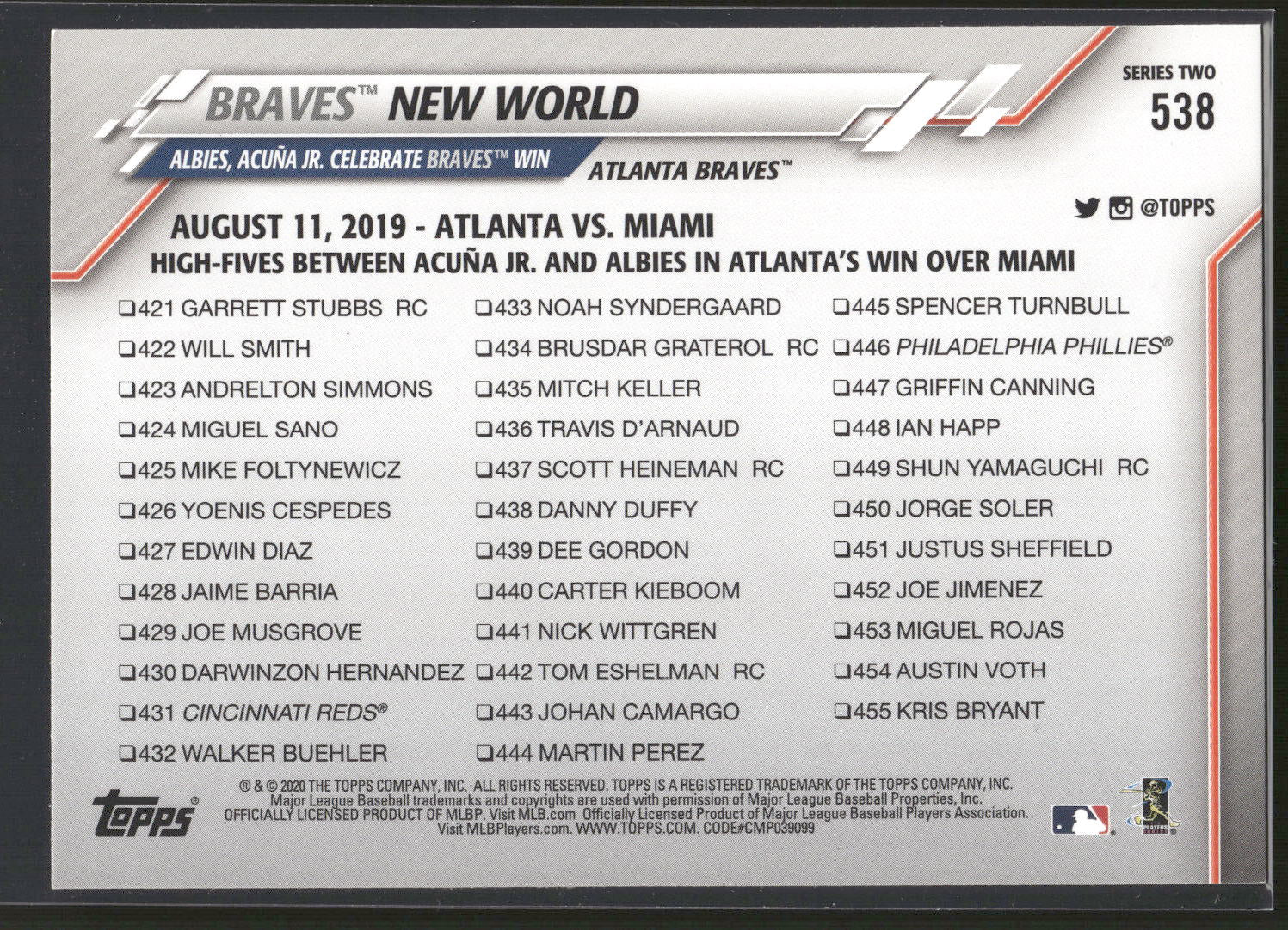 2020 Topps #538 Braves New World