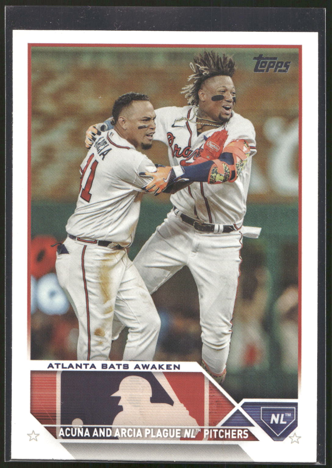 2023 Topps Update #US143 Atlanta Bats Awaken (Orlando Arcia / Ronald Acuña Jr.)