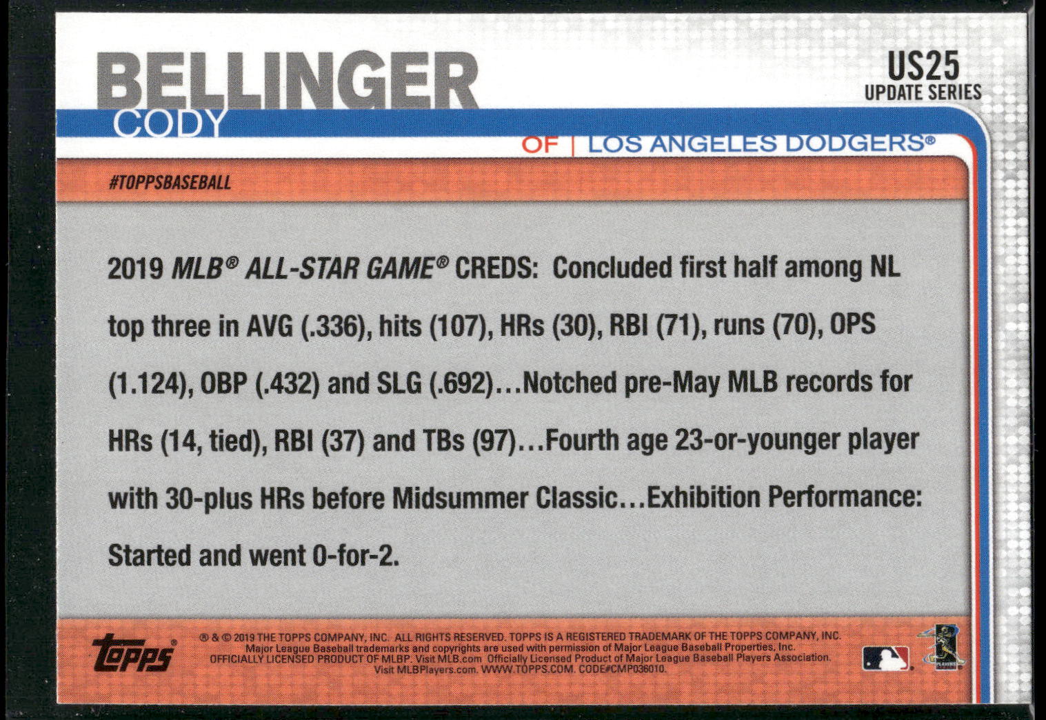 2019 Topps Update #US25 Cody Bellinger