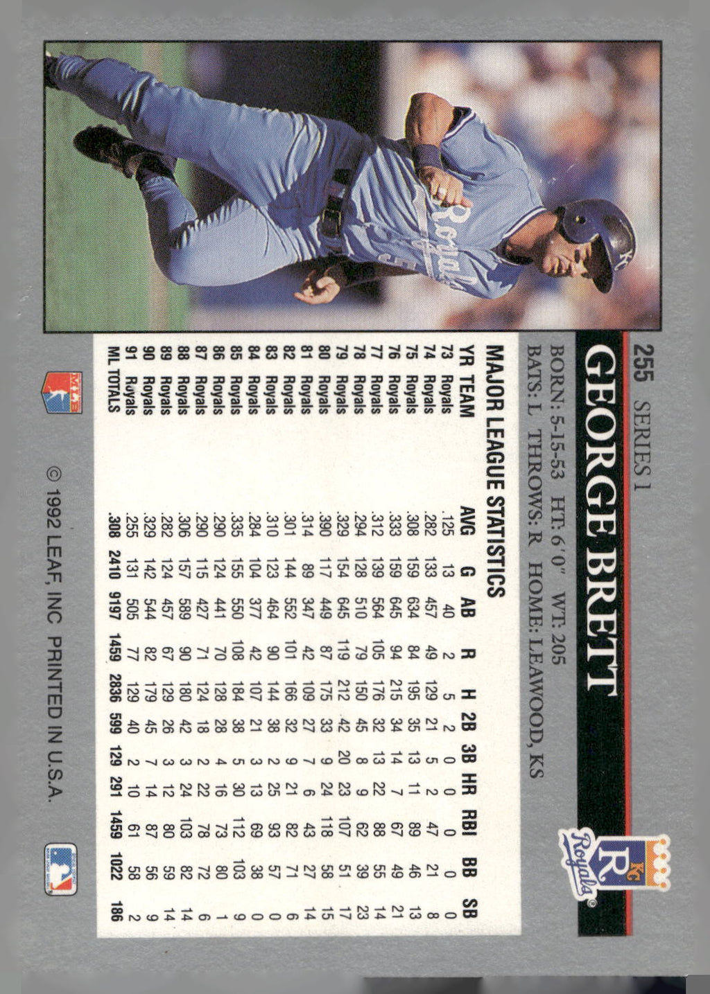 1992 Leaf #255 George Brett