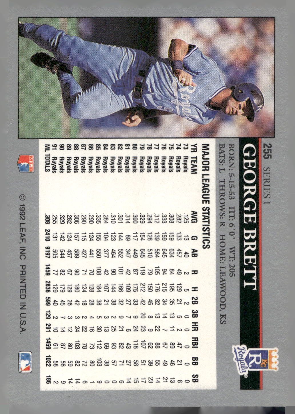 1992 Leaf #255 George Brett