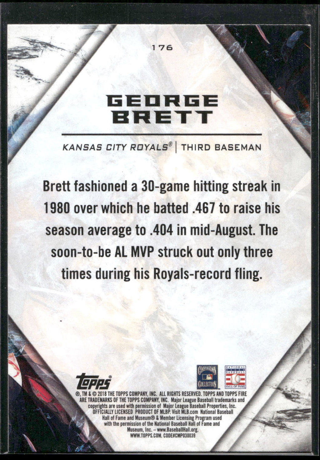 2018 Topps Fire #176 George Brett