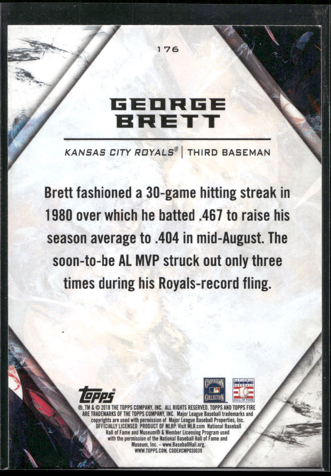 2018 Topps Fire #176 George Brett