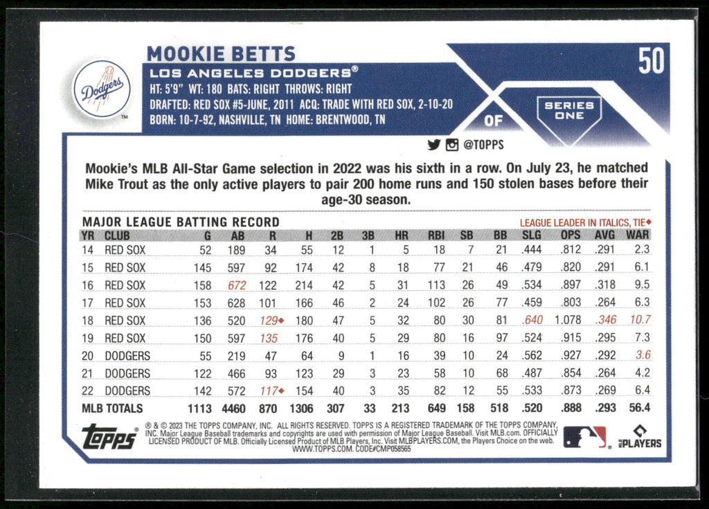 2023 Topps #50 Mookie Betts